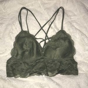 PINK Olive green Lacey Bralette